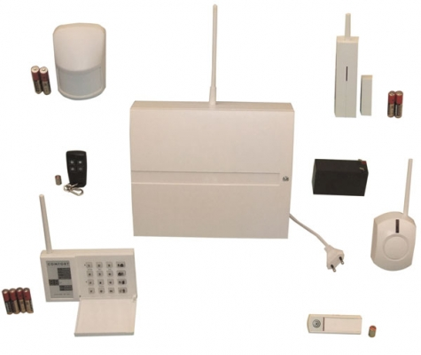 kit alarme sans fil en pack habitation domestique avec 2 dtecteurs et centrale avec transmetteur tlphonique gsm