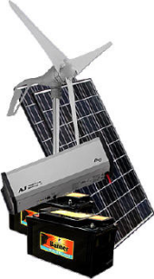 kit hybride solaire eolien air breeze sans mât avec 270w de panneaux solaires kyocera et convertisseur 1000w pur sinus